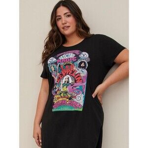 Torrid Led Zeppelin Split Side Tunic Tee, Black, Graphic/ Band Shirt Dress, 1X